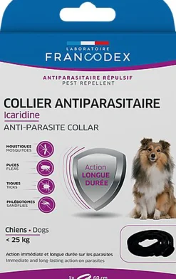 Francodex - Collier Antiparasitaire Icardine pour Petits et Moyens Chiens - Noir
