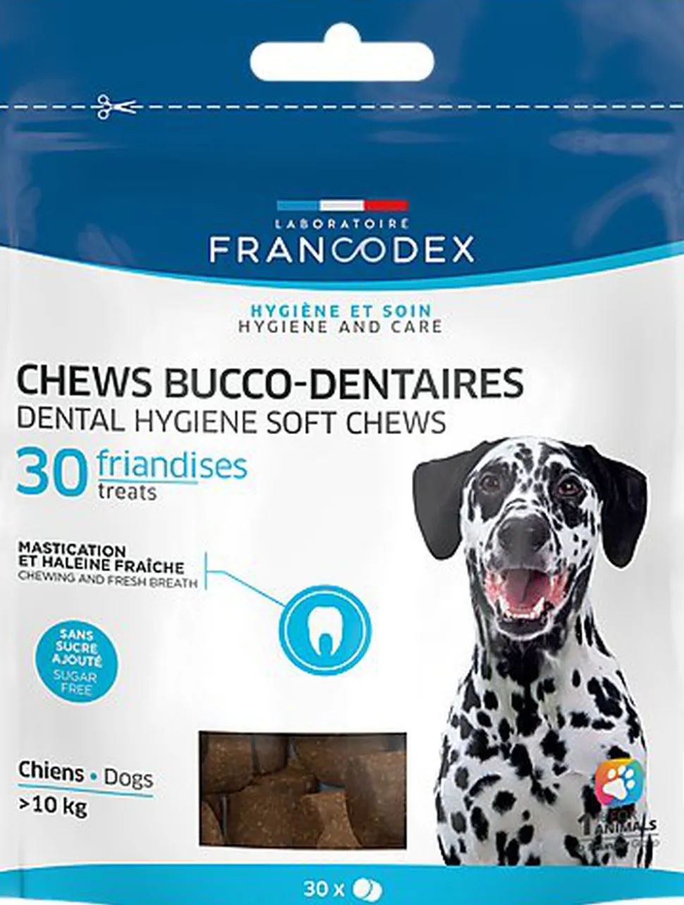 Francodex - Friandises Chews Bucco-dentaires pour Chiens > 10Kg - x30