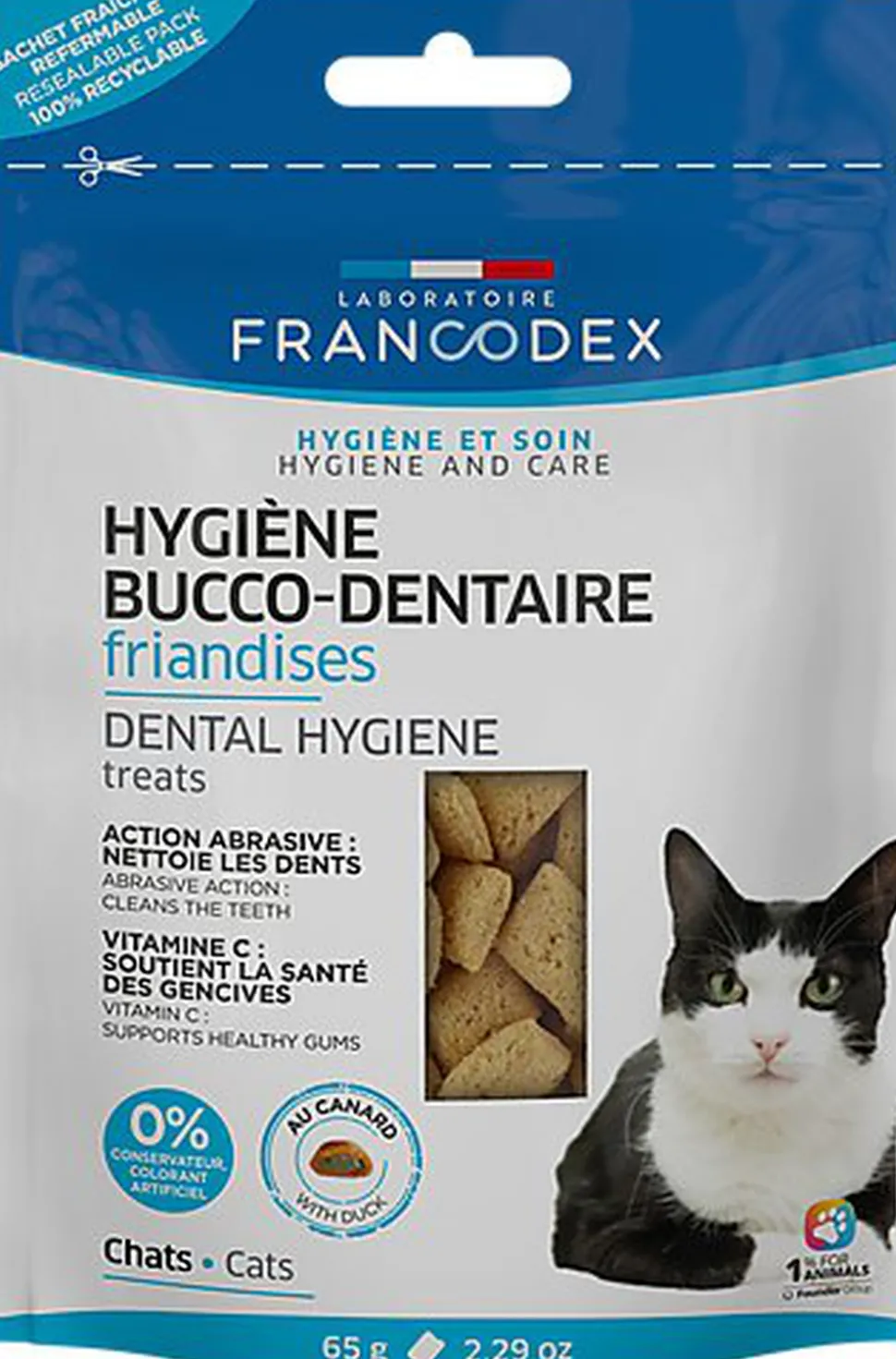 Francodex - Friandises Hygiène Bucco-Dentaire au Canard pour Chats - 65g