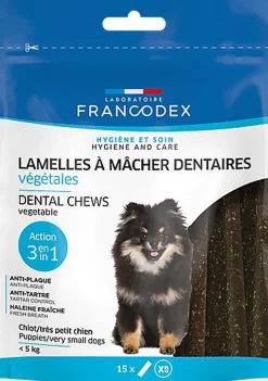 Francodex - Lamelles à Mâcher Dentaires pour Petits Chiens - x15