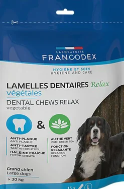 Francodex - Lamelles Dentaires RELAX à Mâcher pour Grands Chiens - x15