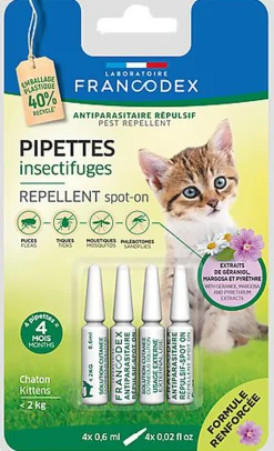 Francodex - Pipettes Antiparasitaires Répulsives pour Chatons - x4