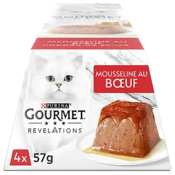 GOURMET - Repas REVELATIONS Mousseline Boeuf nappée de sauce pour Chats - 4X57g