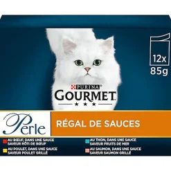 GOURMET - Sachets fraîcheurs PERLE Régal de Sauce pour chats - 12x85g