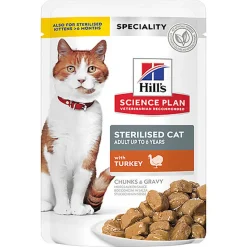 Hill's - Sachet Repas Science Plan Sterilised Cat pour Chat Stérilisé à la Dinde - 85g