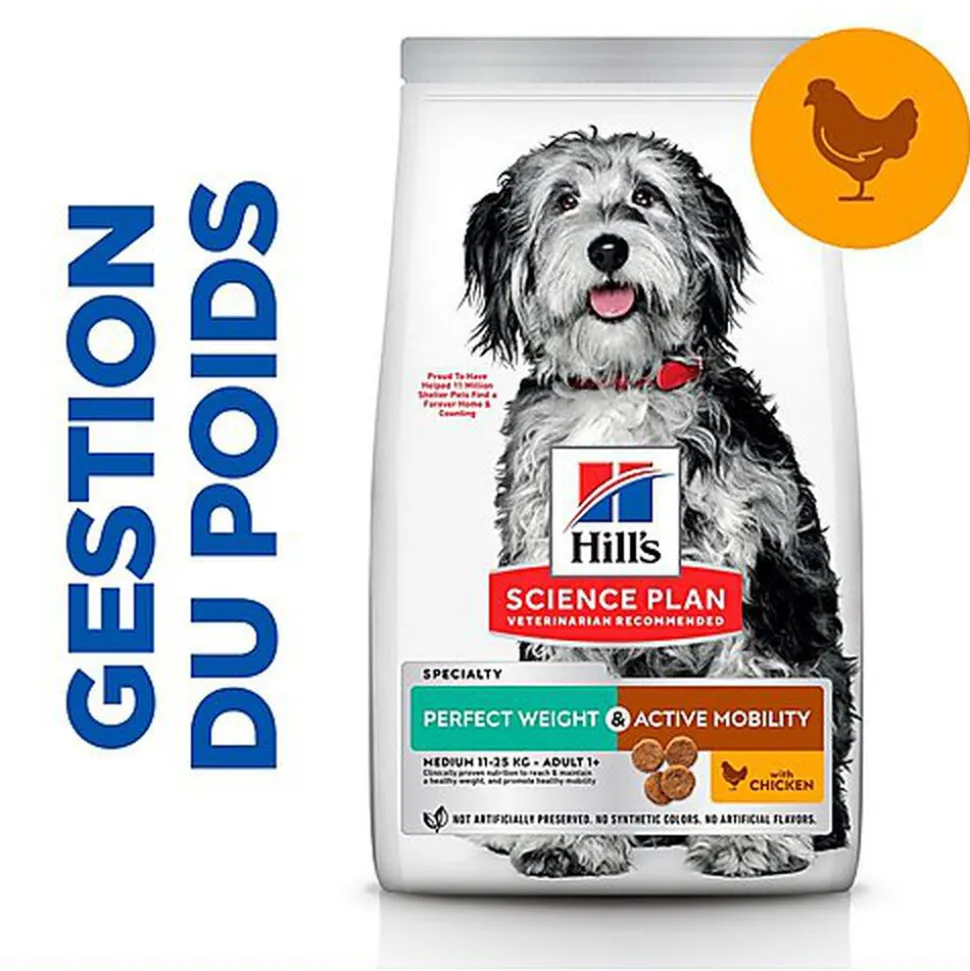 Hill's Science Plan - Croquettes Adult Medium Perfect Weight + Mobility au Poulet pour Chien