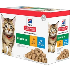 Hill's Science Plan - Kitten Multipack 12 Sachets Repas Pour Chaton Poulet Et Poisson  - 12x85g