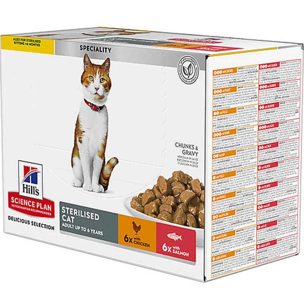 Hill's Science Plan - Sterilised Cat 12 Sachets Repas Pour Chat Stérilisé Poulet Et Saumon - 12x85g