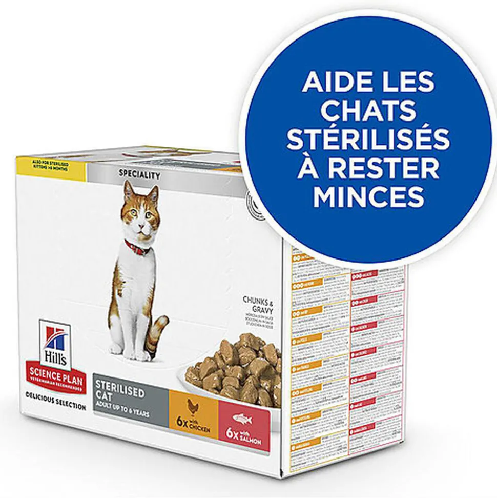 Hill's Science Plan - Sterilised Cat 12 Sachets Repas Pour Chat Stérilisé Poulet Et Saumon - 12x85g