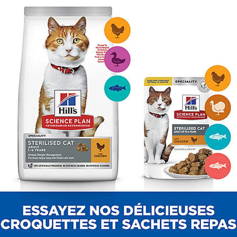 Hill's Science Plan - Sterilised Cat 12 Sachets Repas Pour Chat Stérilisé Poulet Et Saumon - 12x85g