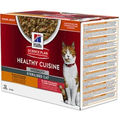Hill’s Science Plan Healthy Cuisine Mijoté Pour Chat Adulte Stérilisé Au Poulet Et Légumes  - 12x80g