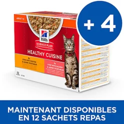 Hill’s Science Plan Heathy Cuisine Mijotés Pour Chat Adulte Au Poulet Et Légumes Ajoutés  - 12x80g
