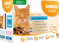 Iams -  Boite Sachets Humides Delights Mer "Sea Collection" en Sauce pour Chats - 12x85g