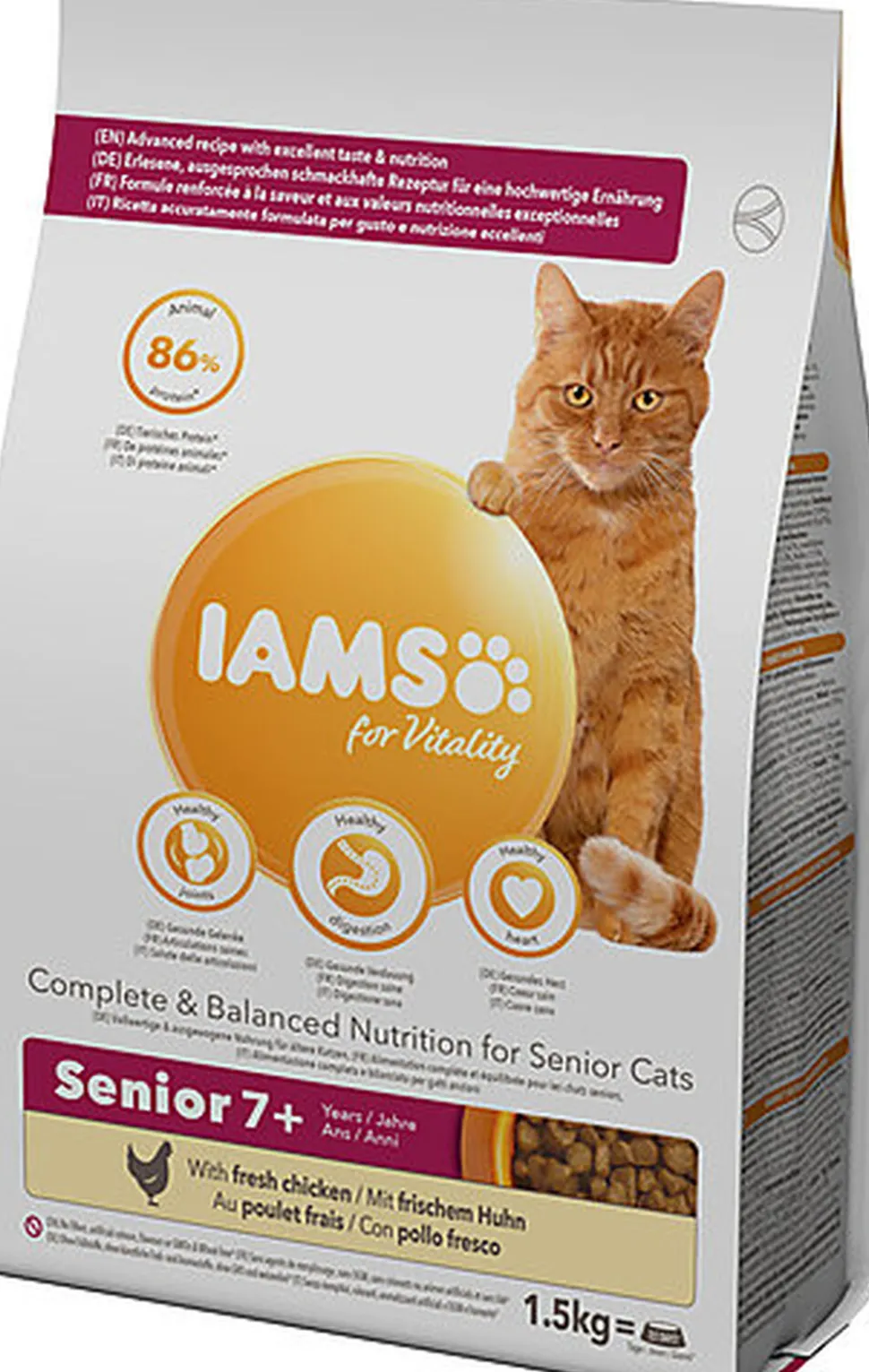 Iams - Croquettes pour Vitalité Au poulet frais Pour Chat Senior