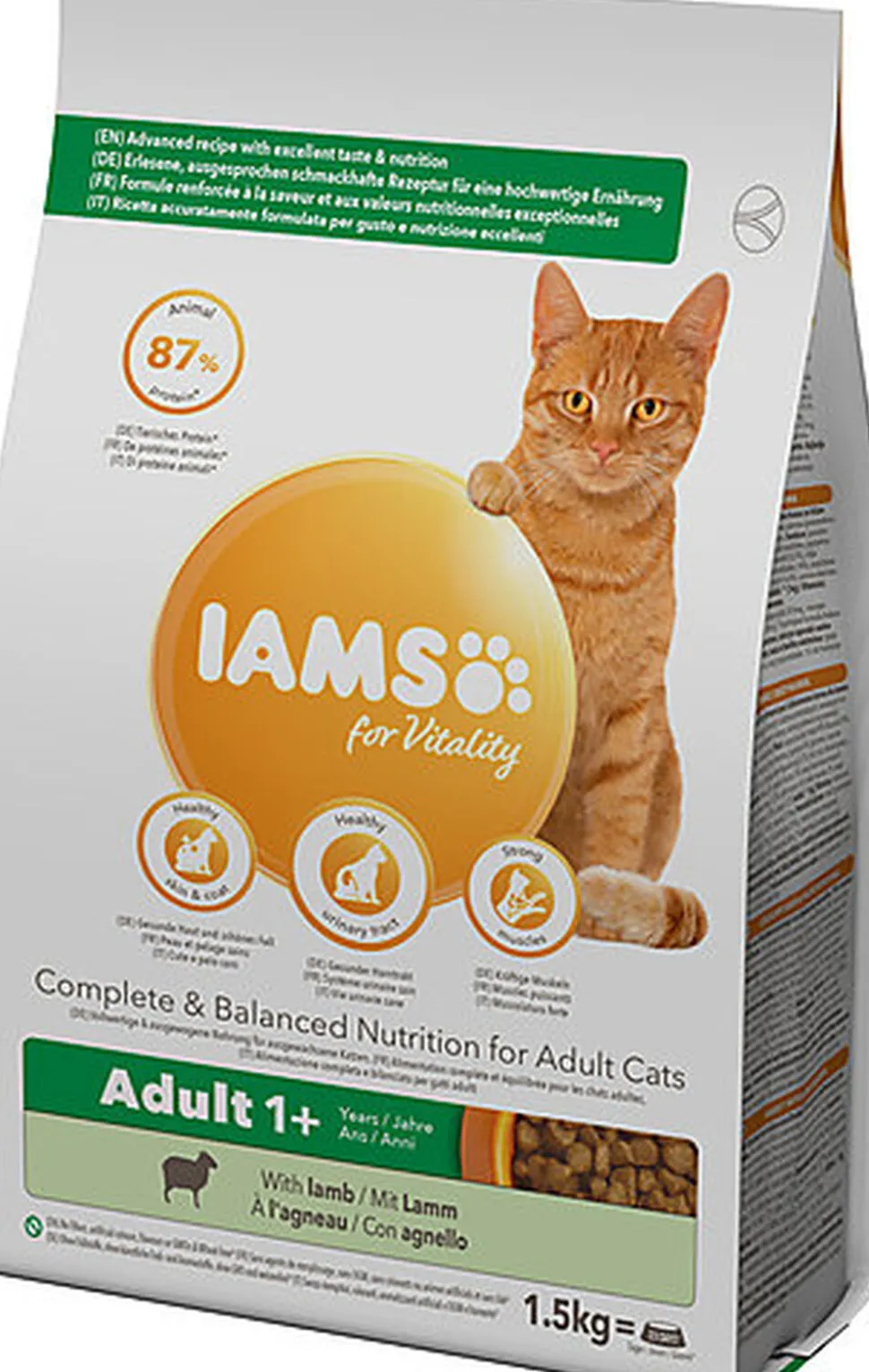 Iams - Croquettes pour Vitalité À l'agneau Pour Chat Adulte