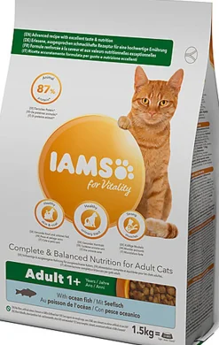 Iams - Croquettes pour Vitalité Au poisson de l'océan Chat Adulte