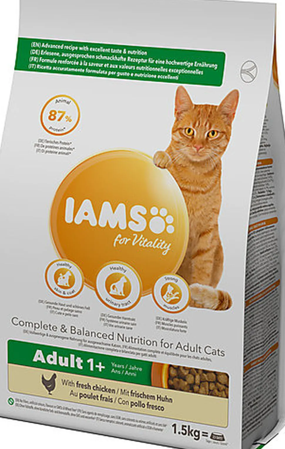 Iams - Croquettes Vitality Chat Adulte - Au poulet frais - 1,5kg