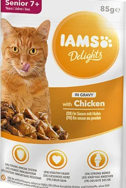 Iams -  Sachet Humide Delights Senior Poulet en Sauce pour Chats - 85g