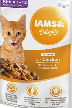 Iams -  Sachet Humide Delights Poulet en Sauce pour Chatons - 85g