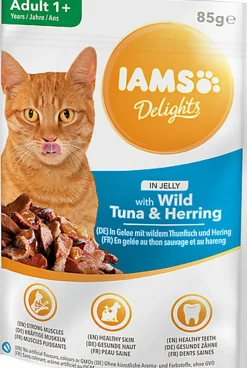 Iams -  Sachet Humide Delights Thon et Hareng en gelée pour Chats - 85g