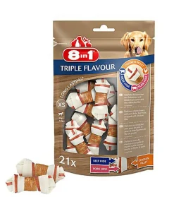 8in1 - Friandises Os à Mâcher Triple Flavour pour Chien
