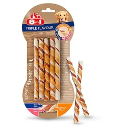 8in1 - Friandises Sticks bâtonnets Torsadés Triple Flavour Twisted à Mâcher  pour Chien - x10