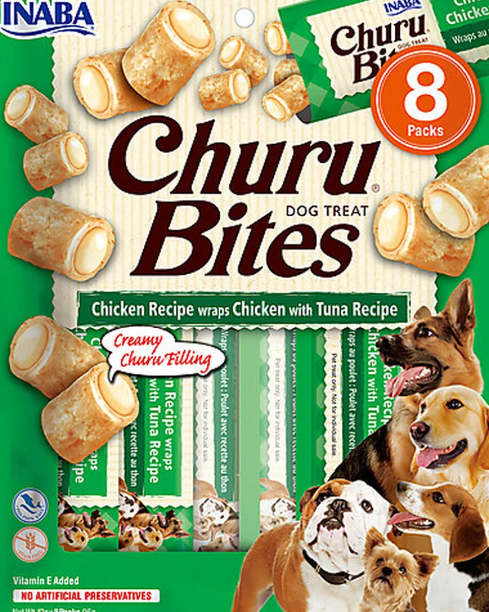 Inaba - Friandises Churu Bites Recette au Poulet et Thon pour Chiens - 8x12g