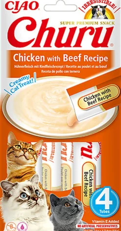 Inaba - Friandises Churu Poulet et Bœuf pour Chats - 4x14g