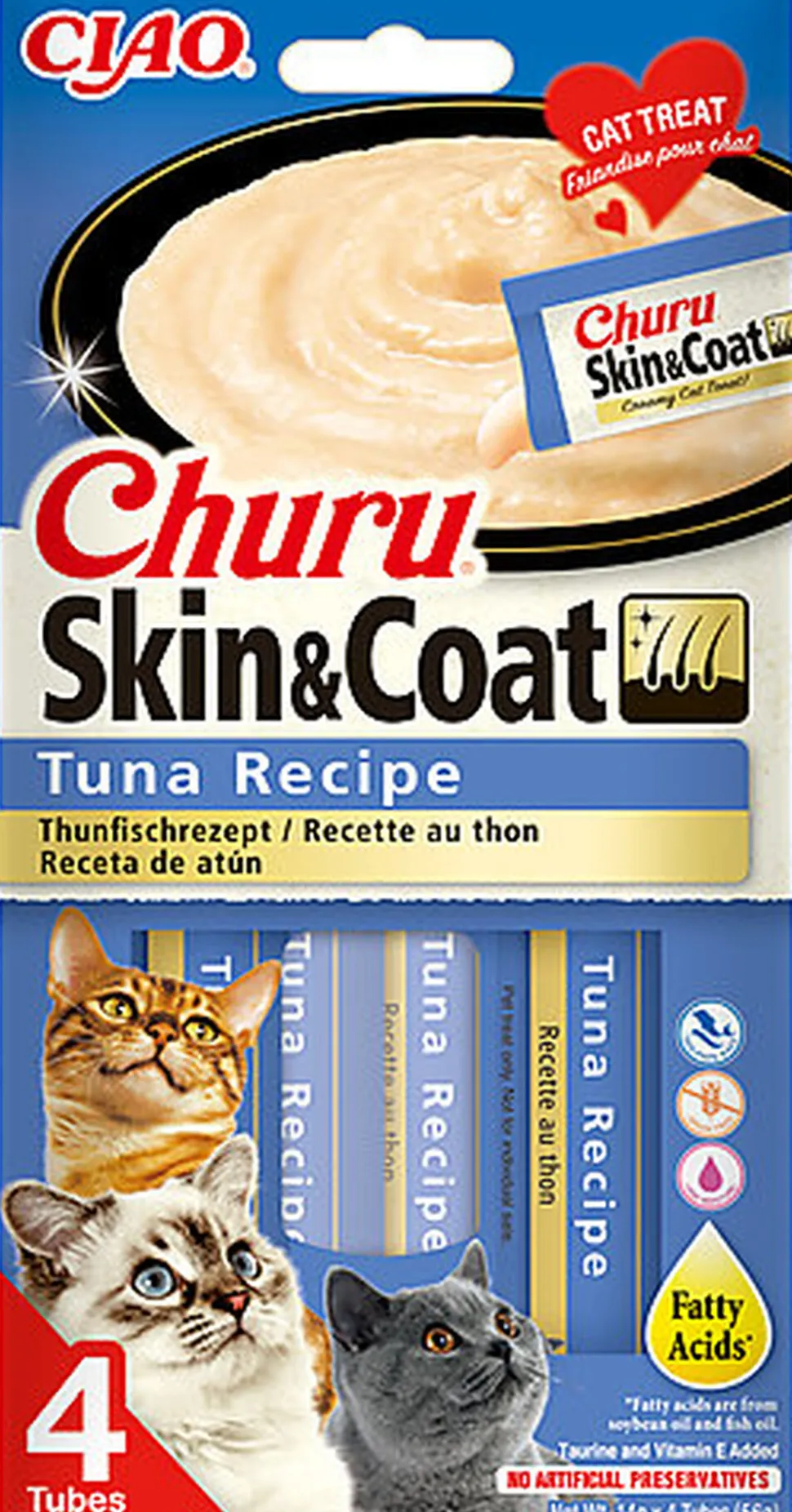 Inaba - Friandises Churu Skin&Coat Recette Thon pour Chats - 4x14g