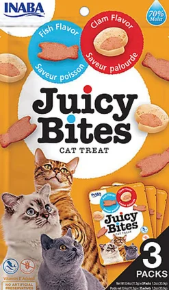 Inaba - Friandises Juicy Bites Poisson et Palourde pour Chats - 3x11,3g