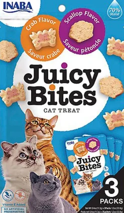 Inaba - Friandises Juicy Bites Crabe et Pétoncle pour Chats - 3x11,3g