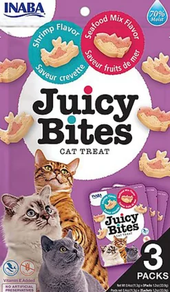 Inaba - Friandises Juicy Bites Crevette et Fruits de Mer pour Chats - 3x11,3g
