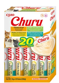 Inaba - Kit Friandises Churu Variétés Poulet pour Chats - 20x14g