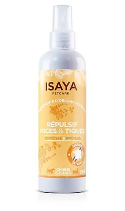 Isaya - Spray Répulsif Puces et Tiques pour Chien et Chat - 250ml