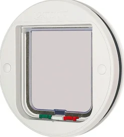 Kerbl - Chatière Cat Mate 4 voies pour vitre, blanc pour chats - Ø245mm