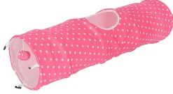 Kerbl - Tunnel pour chat Puntino pink/blanc - 100 cm Ø25 cm
