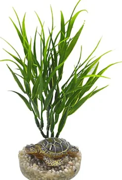 Labeo - Décor tortue avec Plante Artificielle - Aquarium