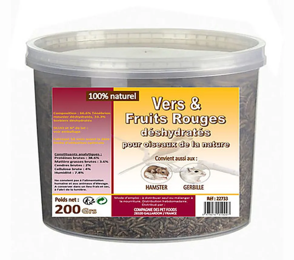 Lifland - Vers et Fruits Rouges Déshydratés pour Oiseaux des Jardins - 200g