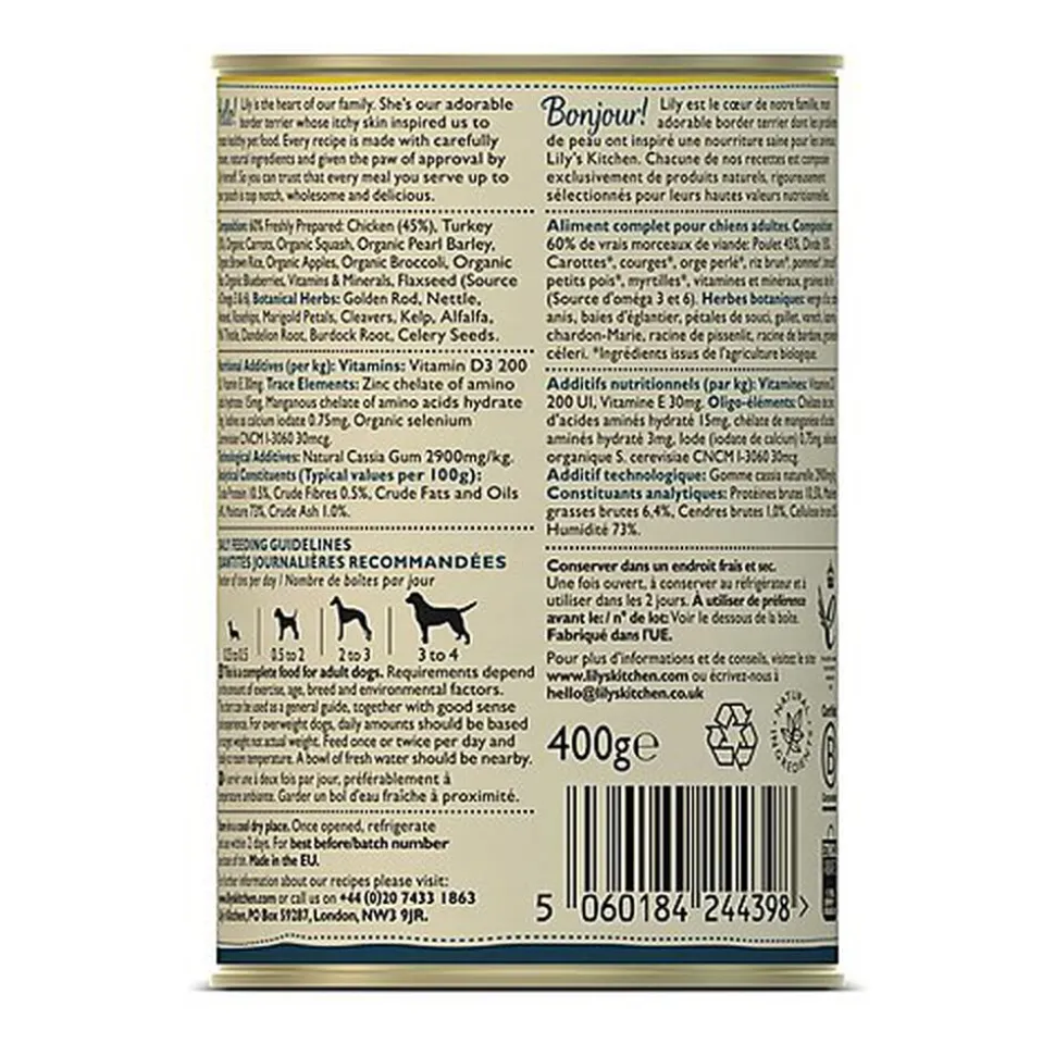 Lily's Kitchen - Recette Cocotte au Poulet et à la Dinde pour Chiens - 400g