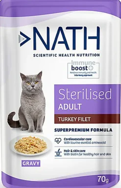 Nath - Pâtée Adult Sterilised en sauce à la dinde pour Chats - 70g