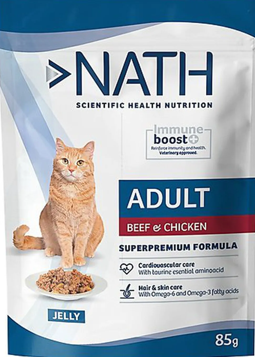 Nath - Pâtée Jelly Immune boost+ Boeuf et Poulet pour Chats - 85G