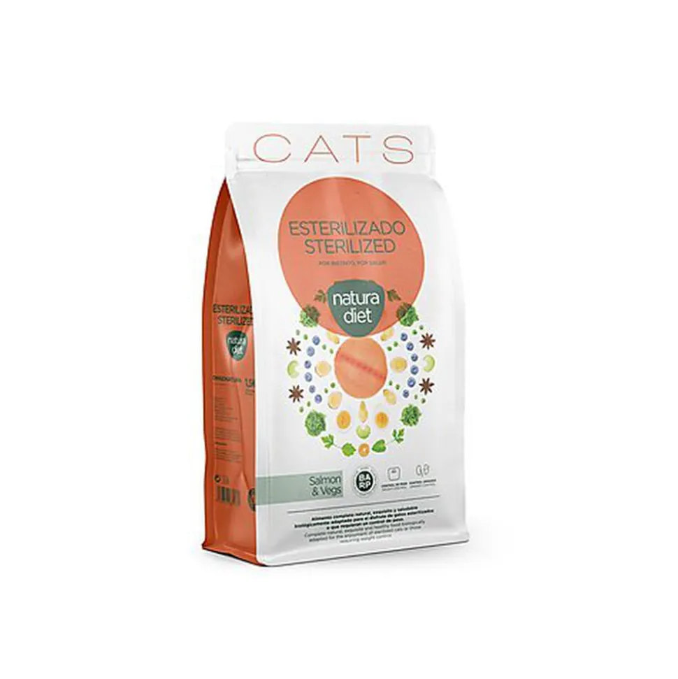 Natura Diet - Croquettes Adulte Sterilized au Saumon pour Chat Stérilisé