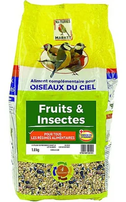 Natures Markets - Mélange de Fruits et Insectes pour Oiseaux du Ciel - 1,8Kg