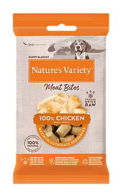 Nature's Variety - Bouchées Meat Bites 100% Poulet pour Chiens - 20g