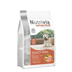 Nutrivia Nature Plus - Croquettes Naturelles au Poulet Frais pour Chien de Petite Race - 3Kg