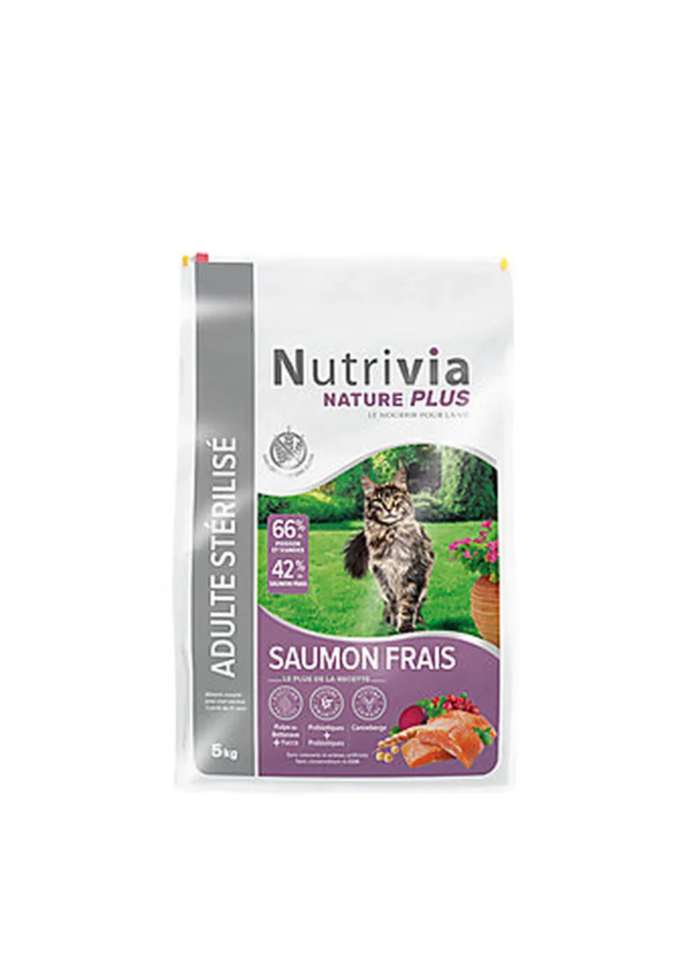 Nutrivia Nature Plus - Croquettes Naturelles au Saumon pour Chats Stérilisés - 5kg