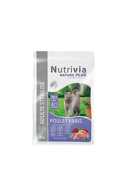 Nutrivia Nature Plus - Croquettes Naturelles au Poulet pour Chats Stérilisés - 2kg