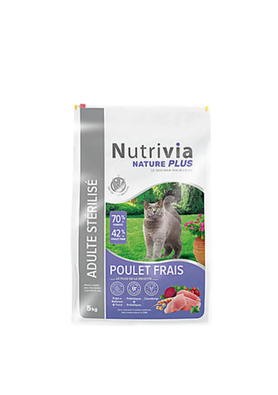 Nutrivia Nature Plus - Croquettes Naturelles au Poulet pour Chats Stérilisés - 5kg