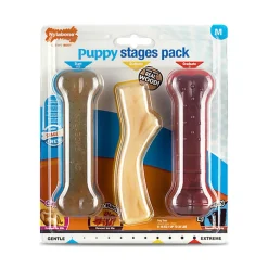 Nylabone - Jouet à Mâcher  Puppy Stages Pack Poulet Bacon et Bœuf - M