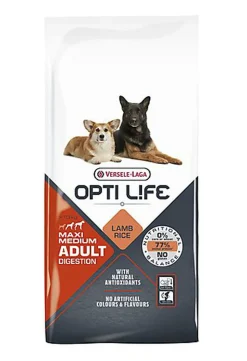 Opti Life - Croquettes Adult Digestion Medium/Maxi à l'Agneau pour Chiens - 12,5Kg